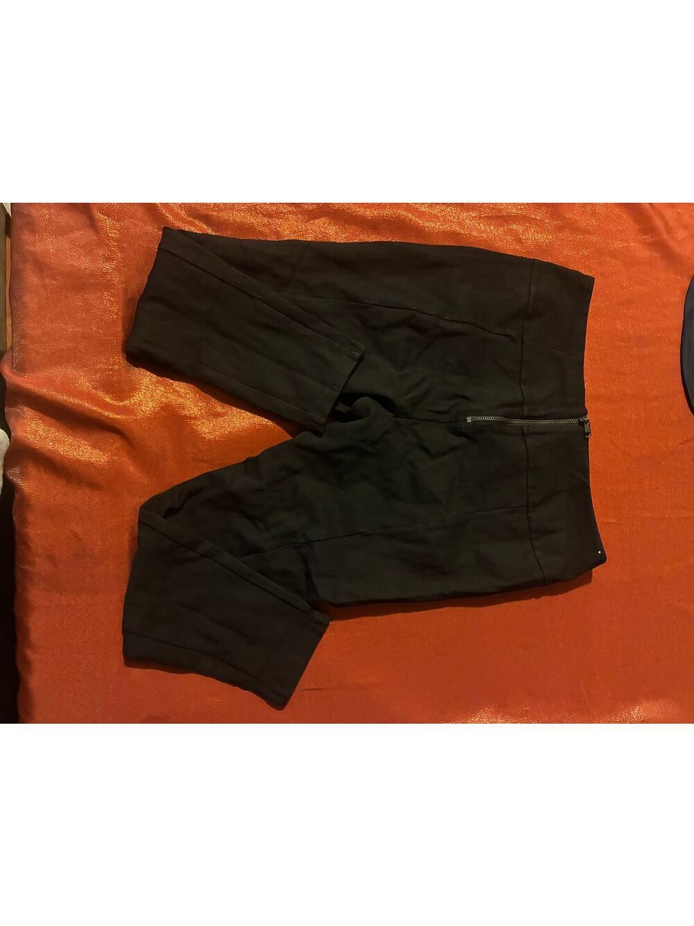 Silence Noise Pants Womens L High Waist Zip Front Cropped Ponte Black Ankle